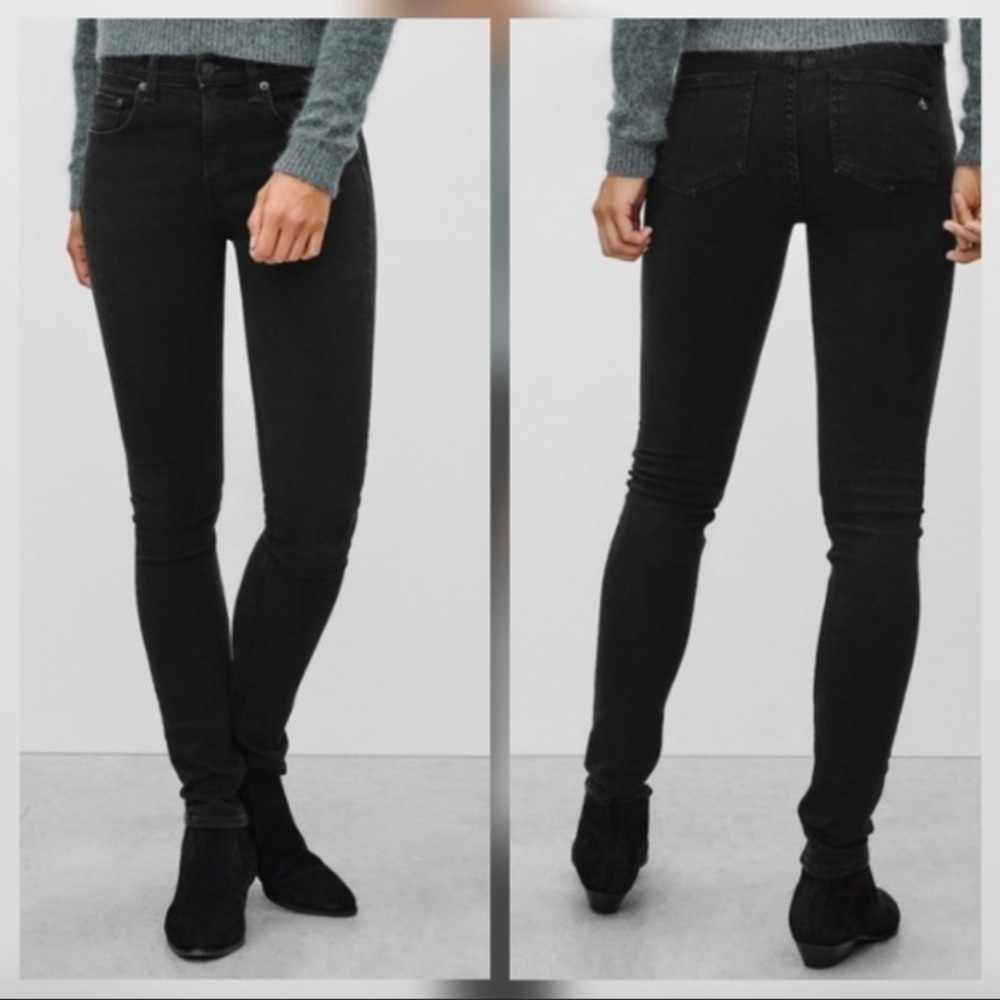Rag & Bone Black Bruin 10 Inch High Rise Jeans